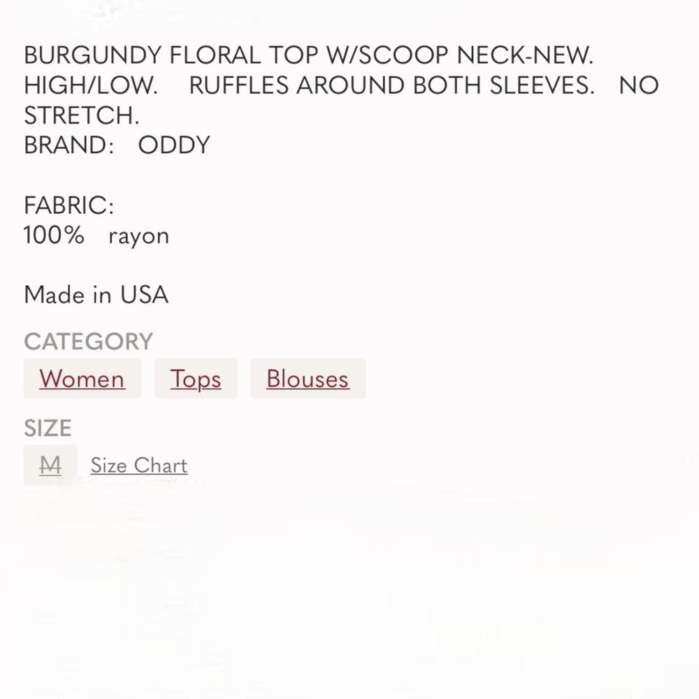 BURGUNDY FLORAL TOP - Picture 7 of 7